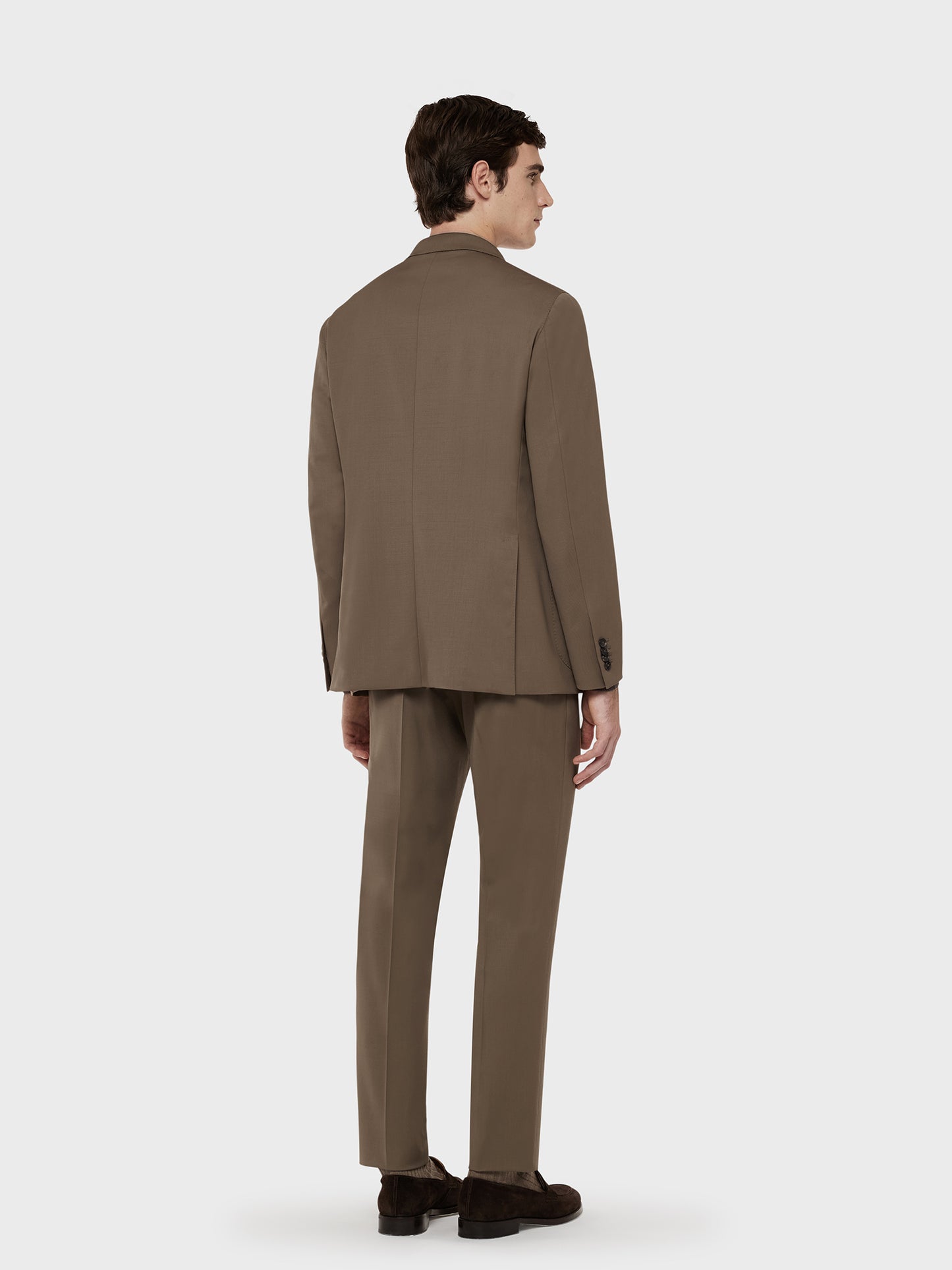 Aida double-breasted suit in brown wool