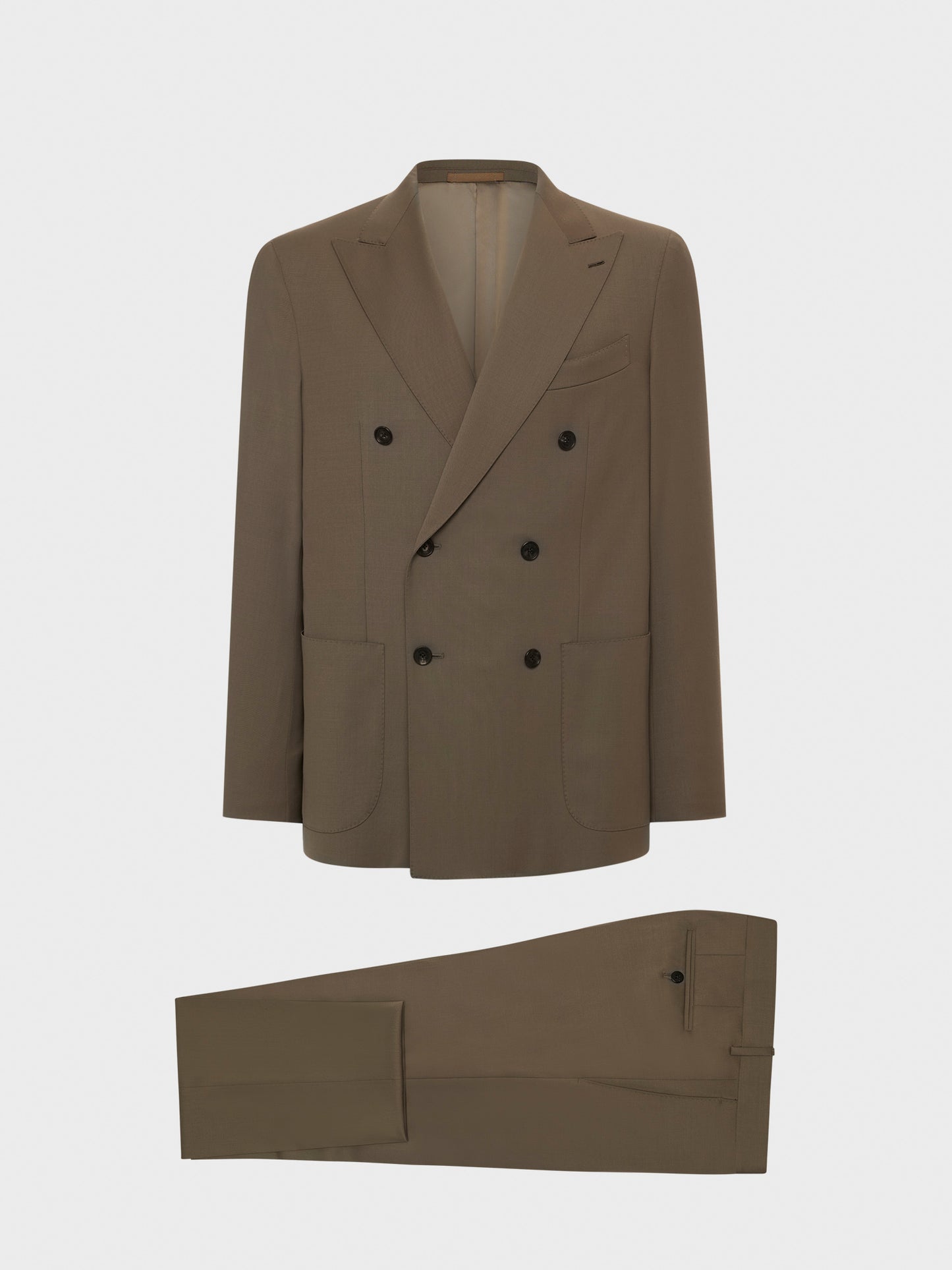 Aida double-breasted suit in brown wool