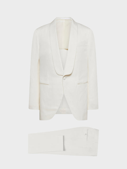 Caruso Menswear Abbigliamento Uomo Abito Aida in seta e lino bianco giacca e pantaloni