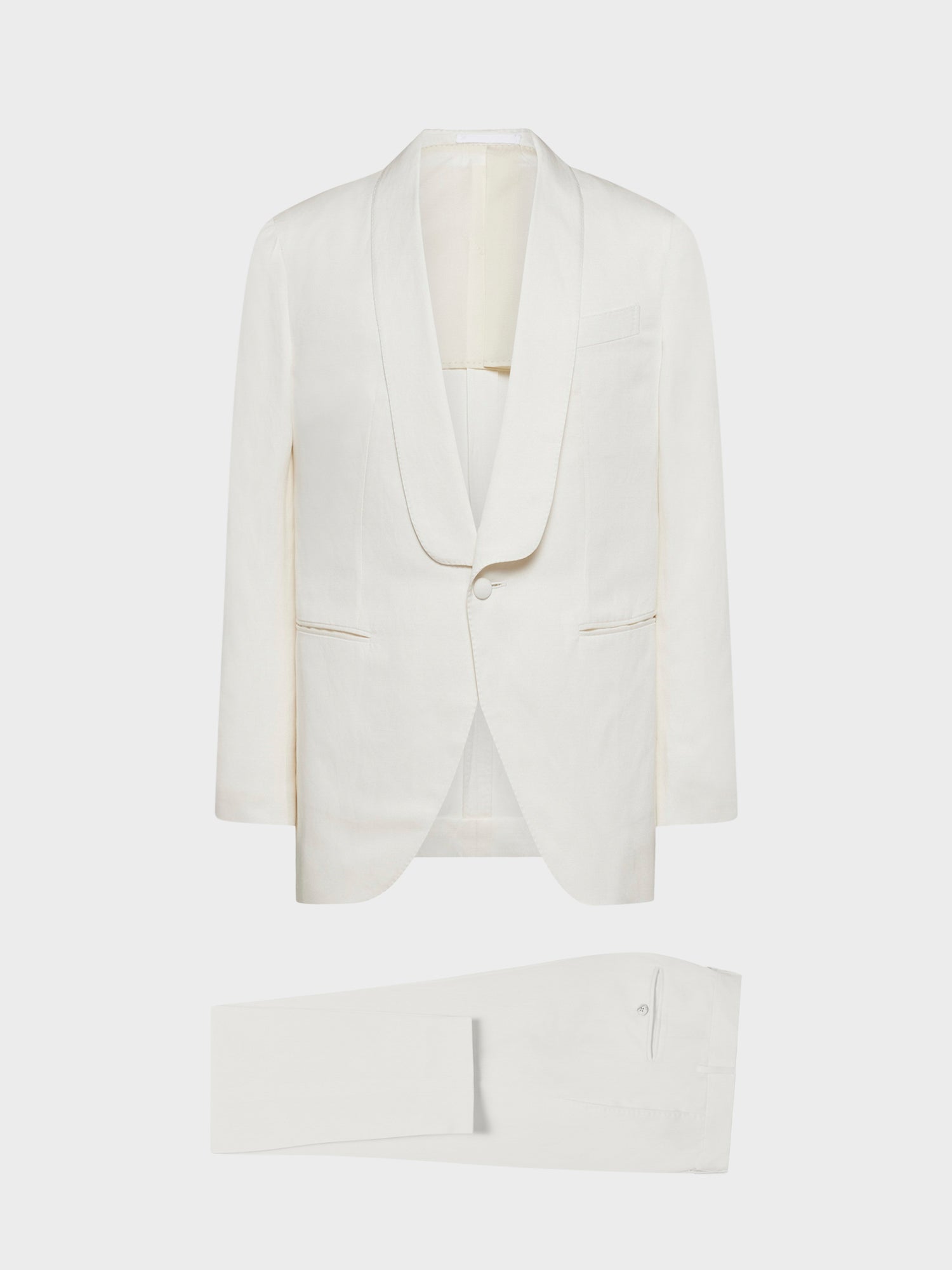 Caruso Menswear Abbigliamento Uomo Abito Aida in seta e lino bianco giacca e pantaloni