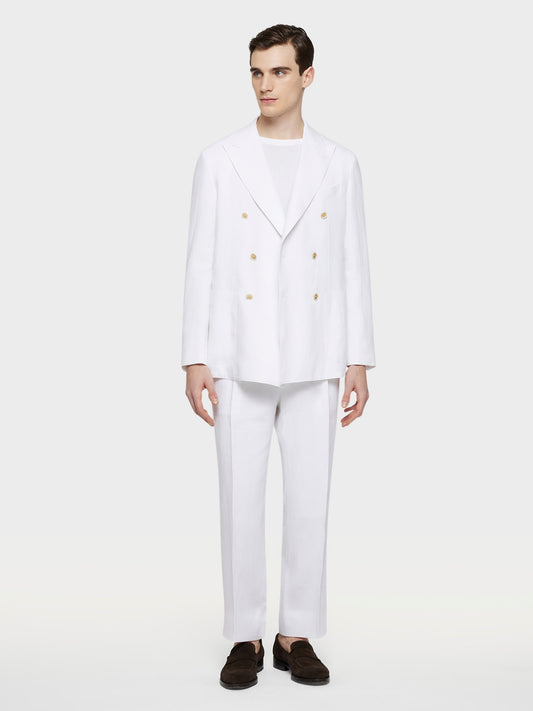 Double breasted Aida jacket in white linen