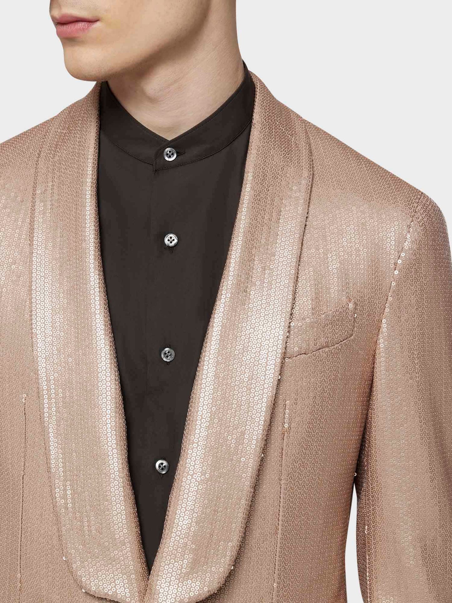 Caruso Menswear Abbigliamento Uomo Giacca aida in lana tecnica con paillettes rosa dettaglio