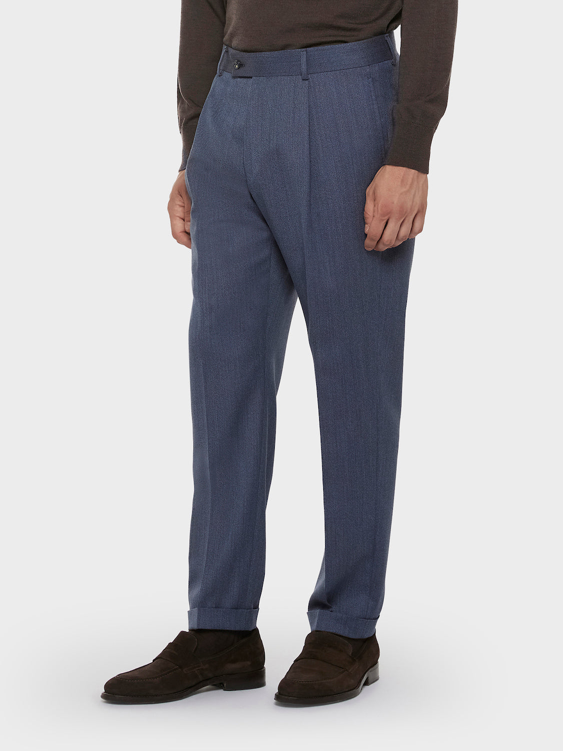 Caruso Pantalone carrot fit in lana cover blu