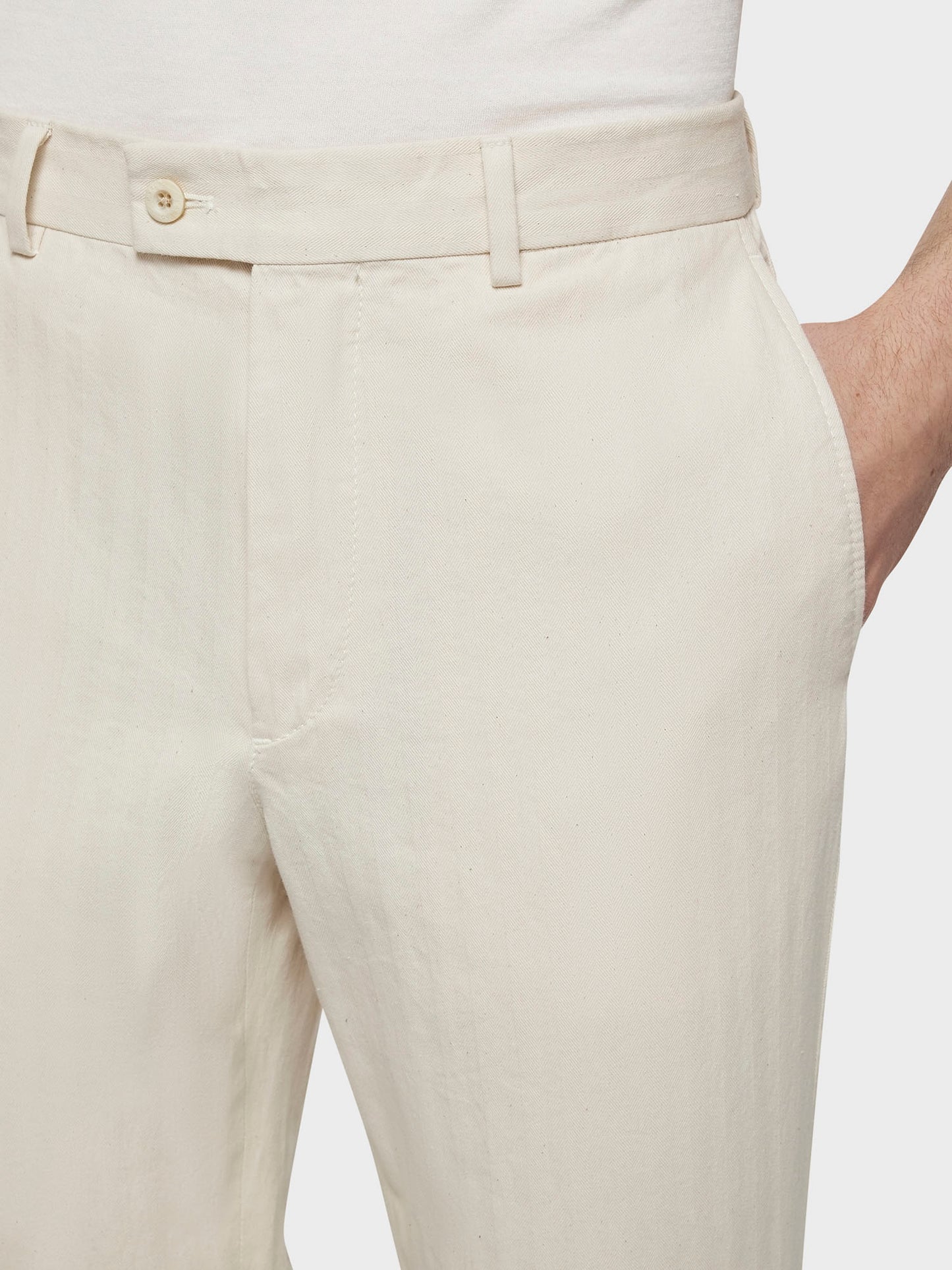 Caruso Menswear Abbigliamento Uomo Pantalone in cotone ecru dettaglio