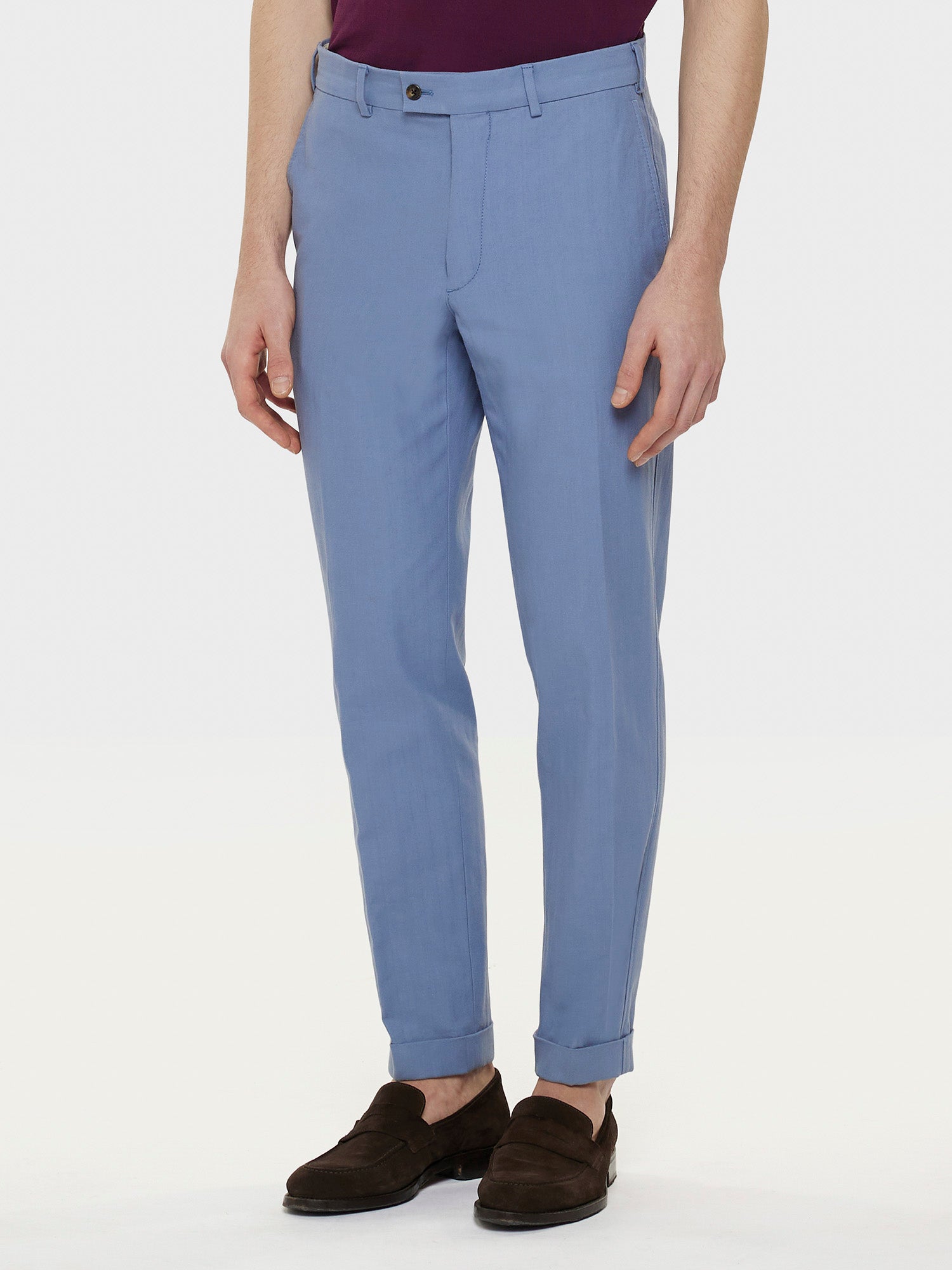 Caruso Light blue cotton trousers