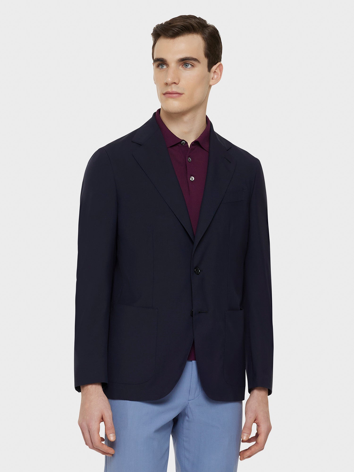 Caruso - Blue butterfly jacket in technical wool
