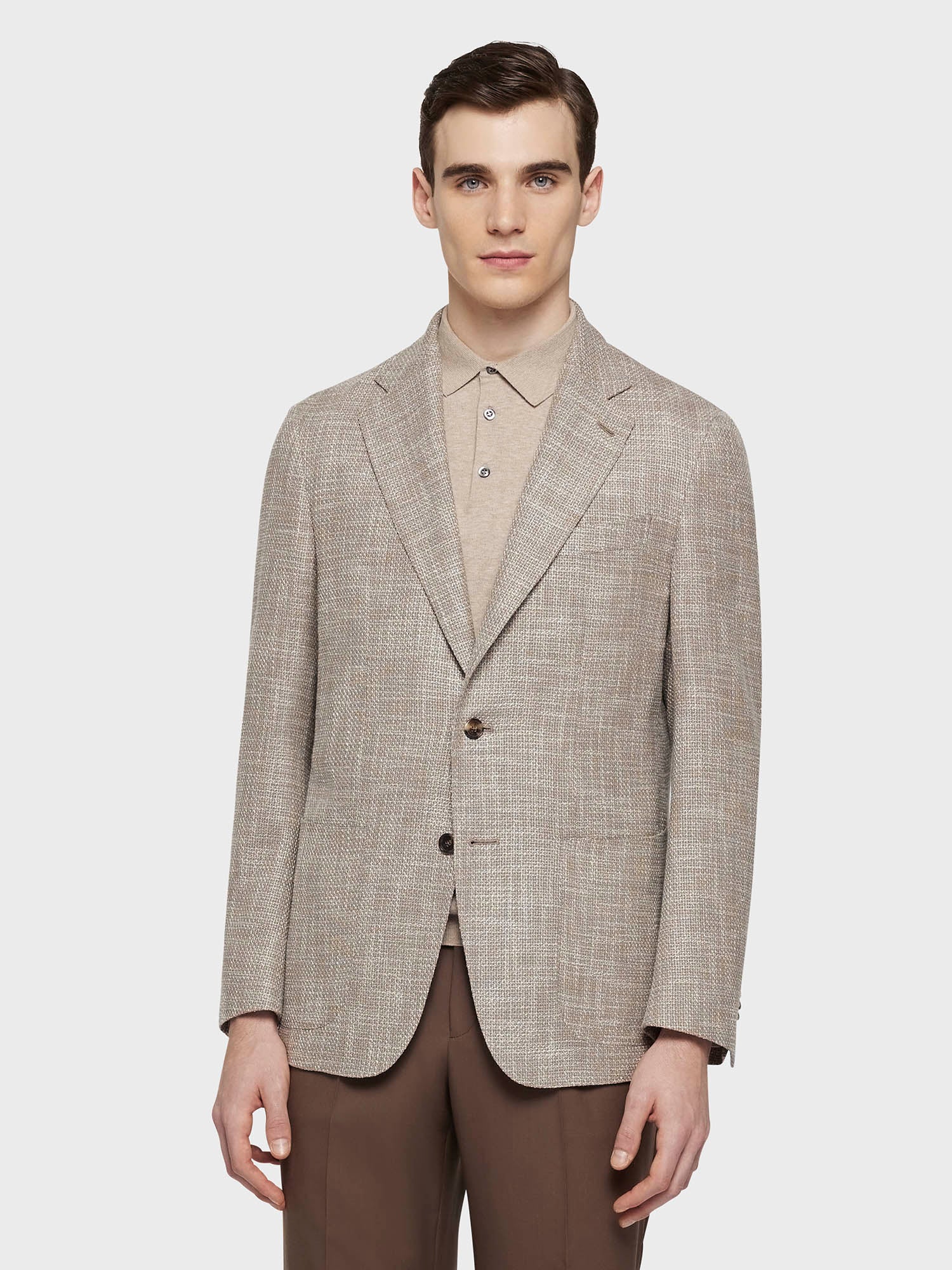 イタリア製 FLUO Raffaele Caruso テーラードジャケット 50 Caruso - Beige butterfly jacket in a wool silk and linen blend