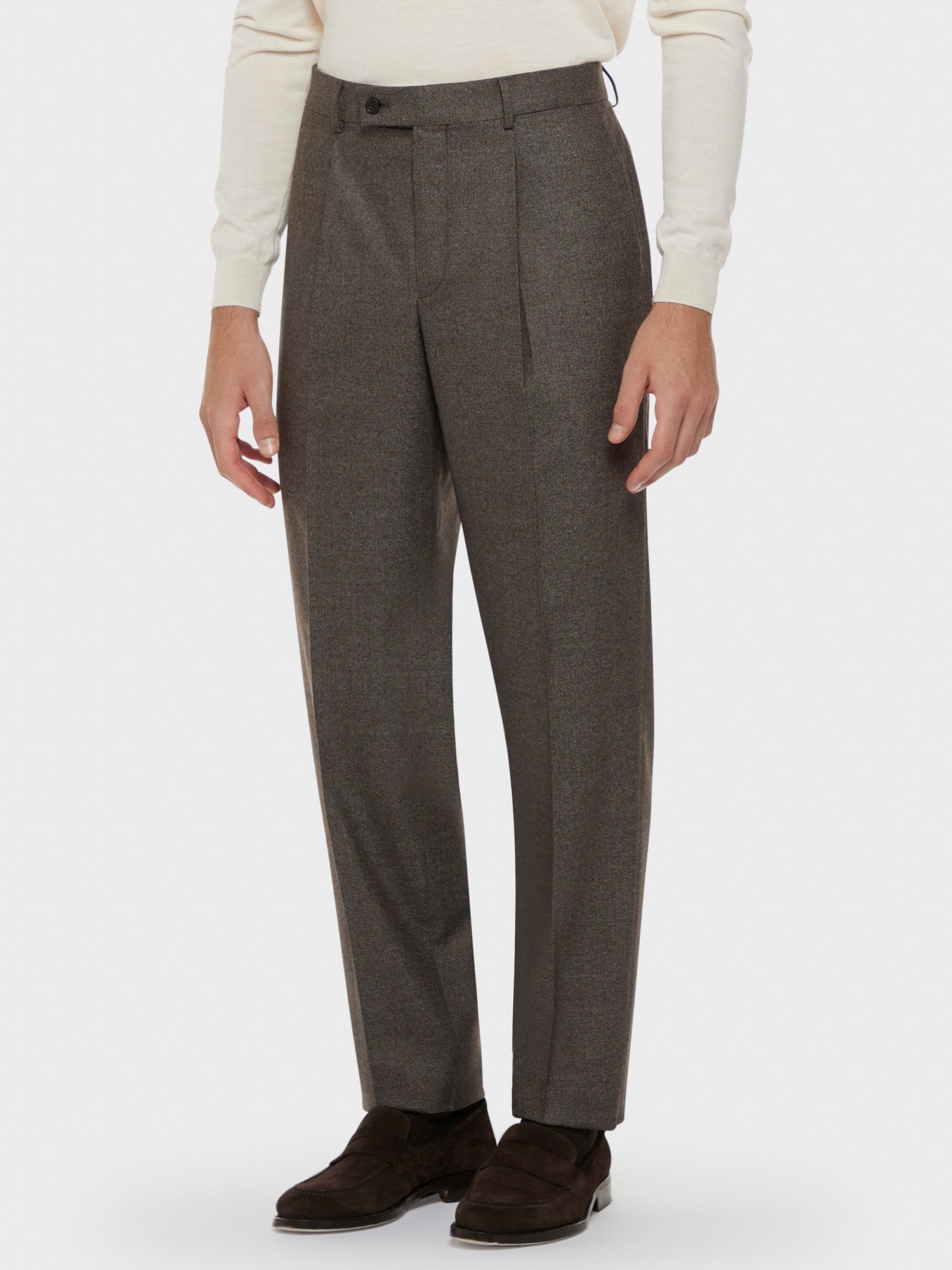 Caruso Pantalone in flanella di lana marrone - Main Image