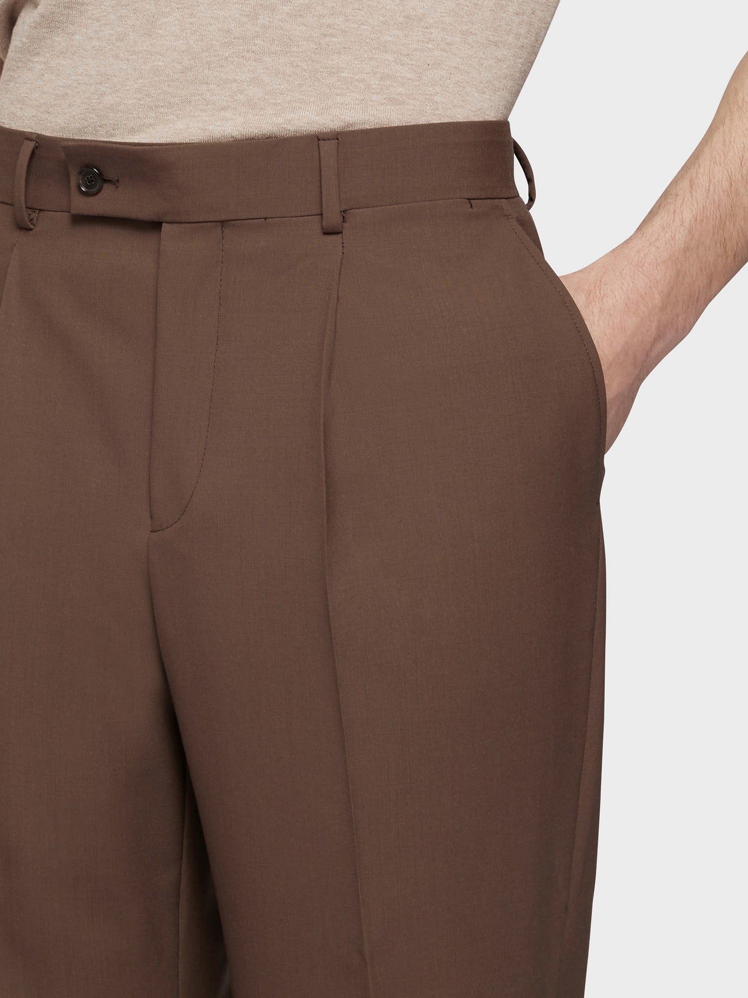 Caruso Menswear Abbigliamento Uomo Pantalone in lana marrone dettaglio