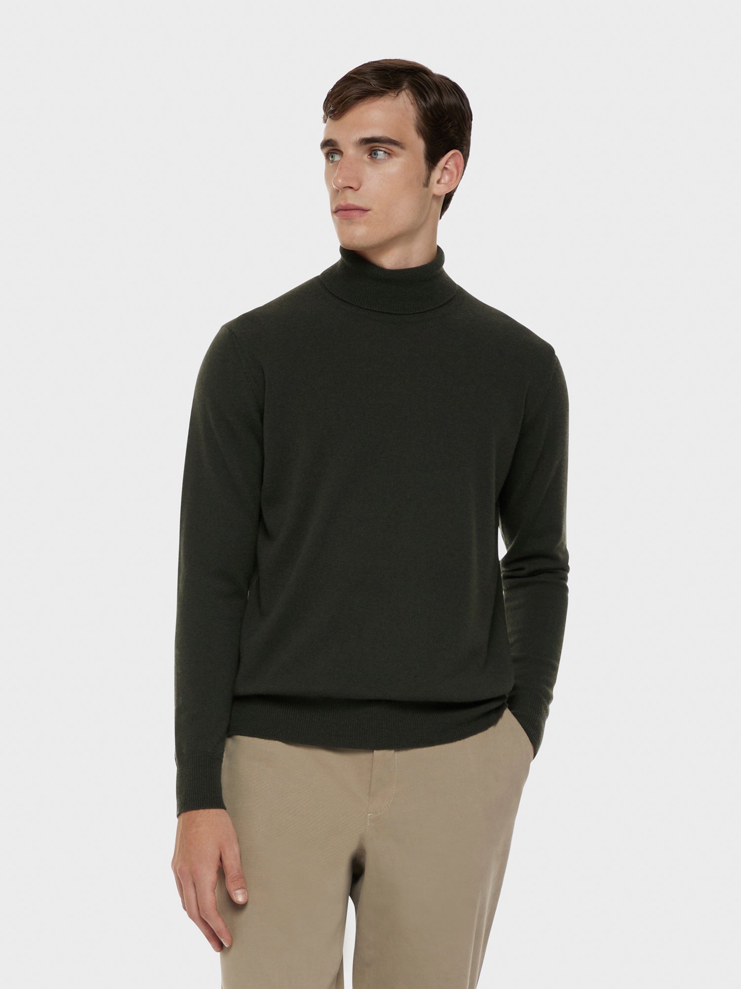 Caruso Green wool and cashmere turtleneck