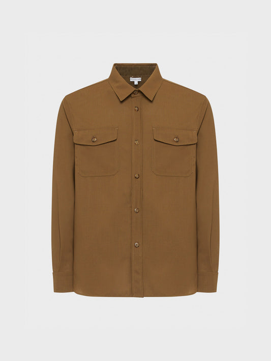 Overshirt in brown-colored "Houdini" tropical wool