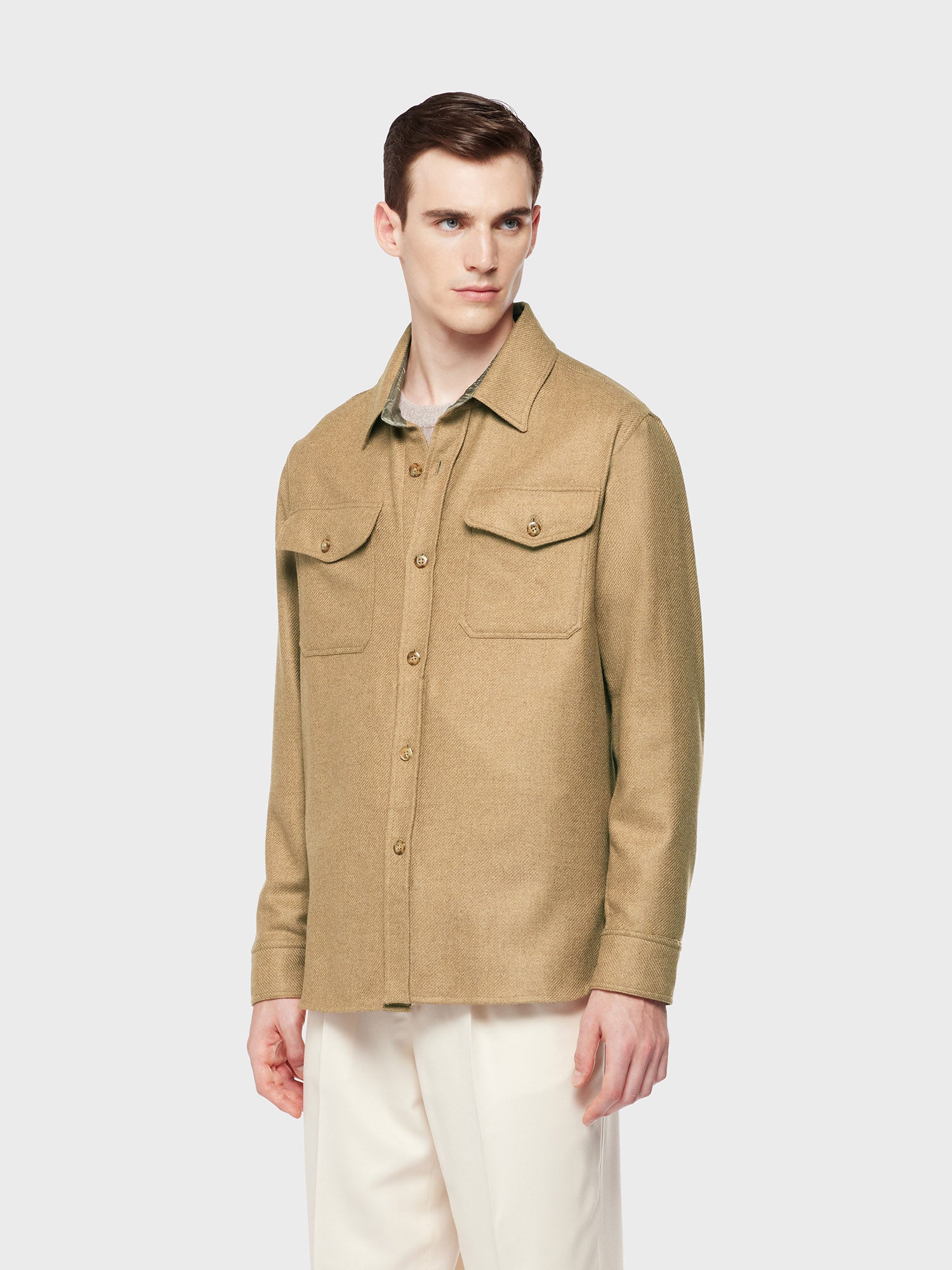 Beige wool cashmere overshirt