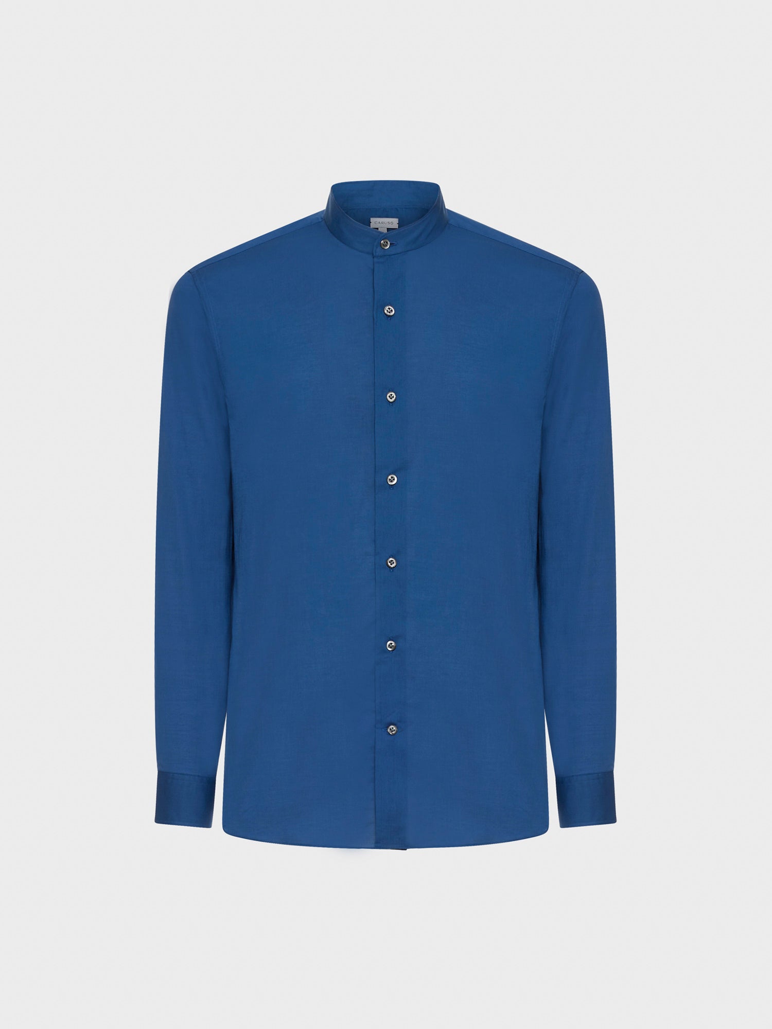 Light blue cotton shirt with a band collar