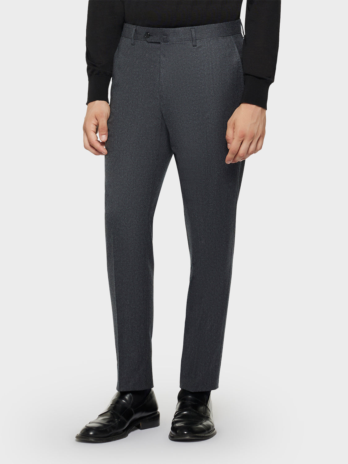 Caruso Made in Italy Grey Wool Flannel Tailored Trousers - Main Image