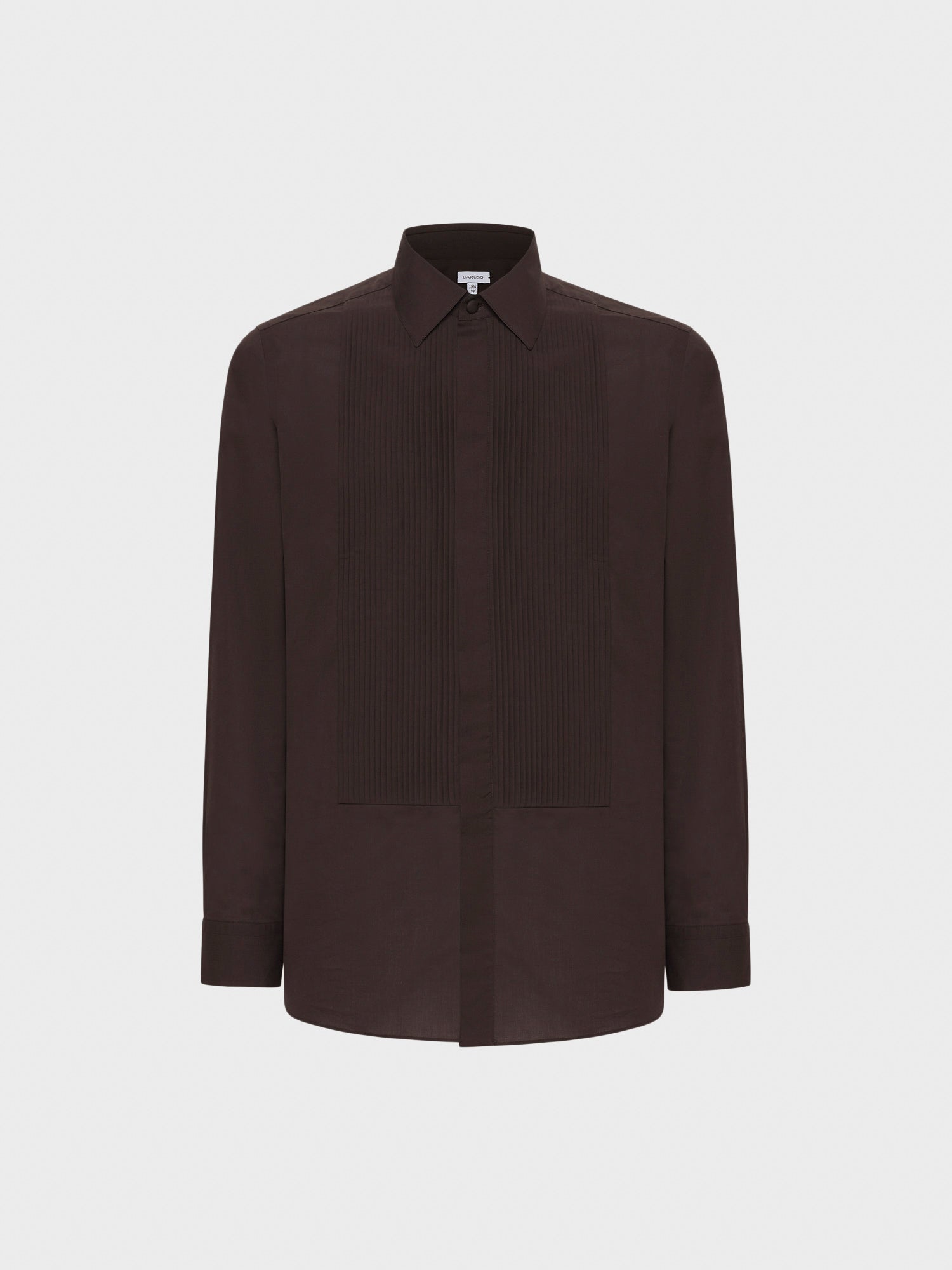 Caruso - Pleated brown cotton shirt
