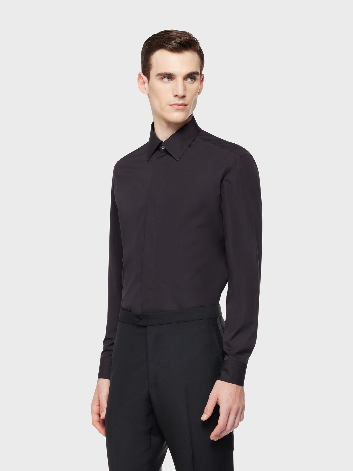 Caruso - Black slim cotton shirt Caruso - Black slim cotton shirt