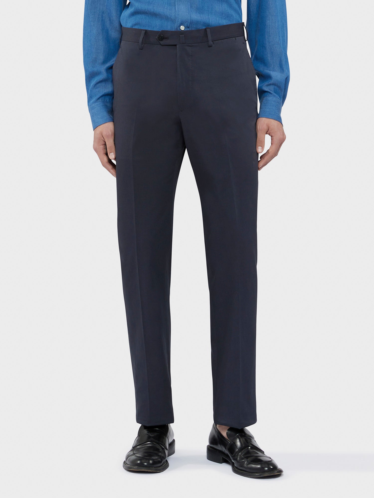 Caruso Menswear Abbigliamento Uomo Abito Aida in cotone-elastane blu drop 8R dettaglio pantalone