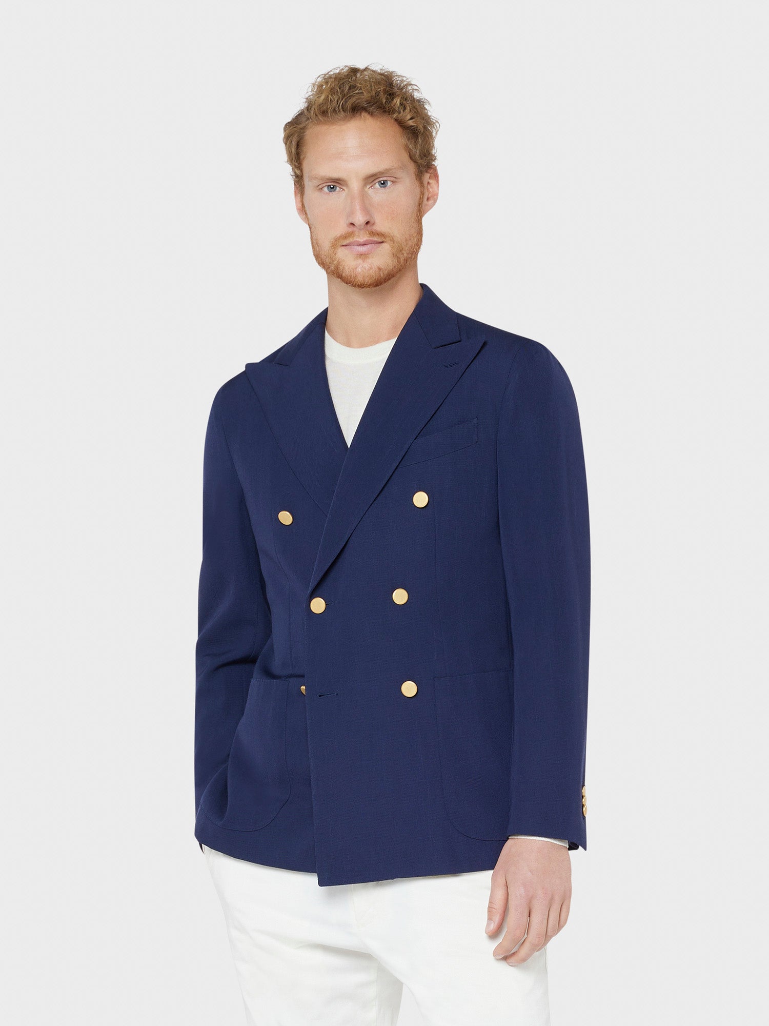 Caruso - Blue wool double-breasted Aida jacket