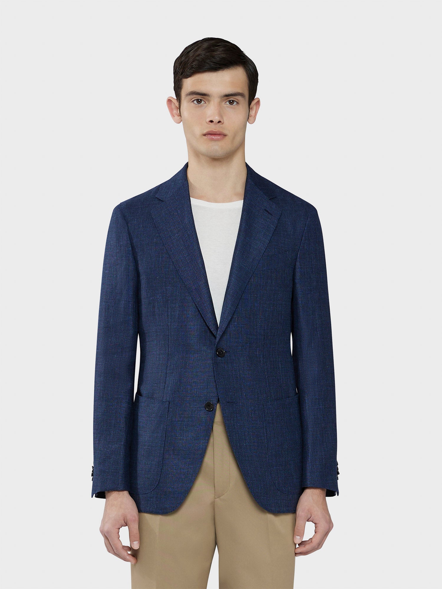 Caruso - Aida jacket in a blue linen-wool blend