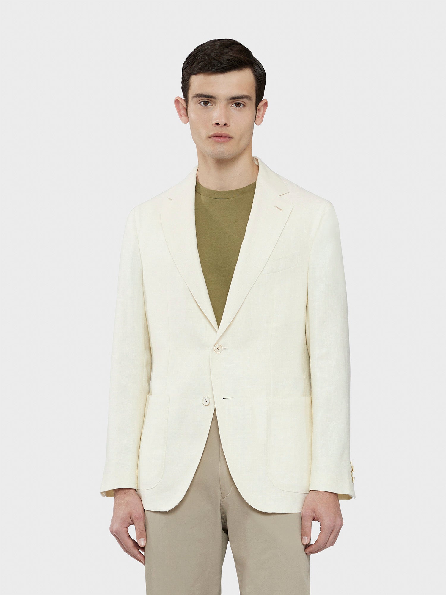 merume　CARUSO AIDA size44 ジャケット&ベスト Caruso - Aida men's jacket in a white linen-wool blend