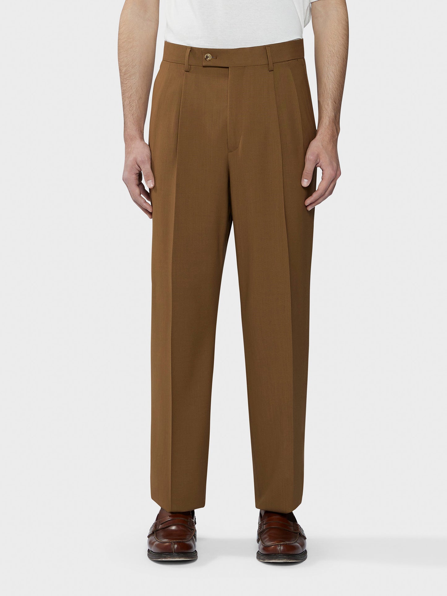 Pantalone in tropical di lana marrone "Houdini"
