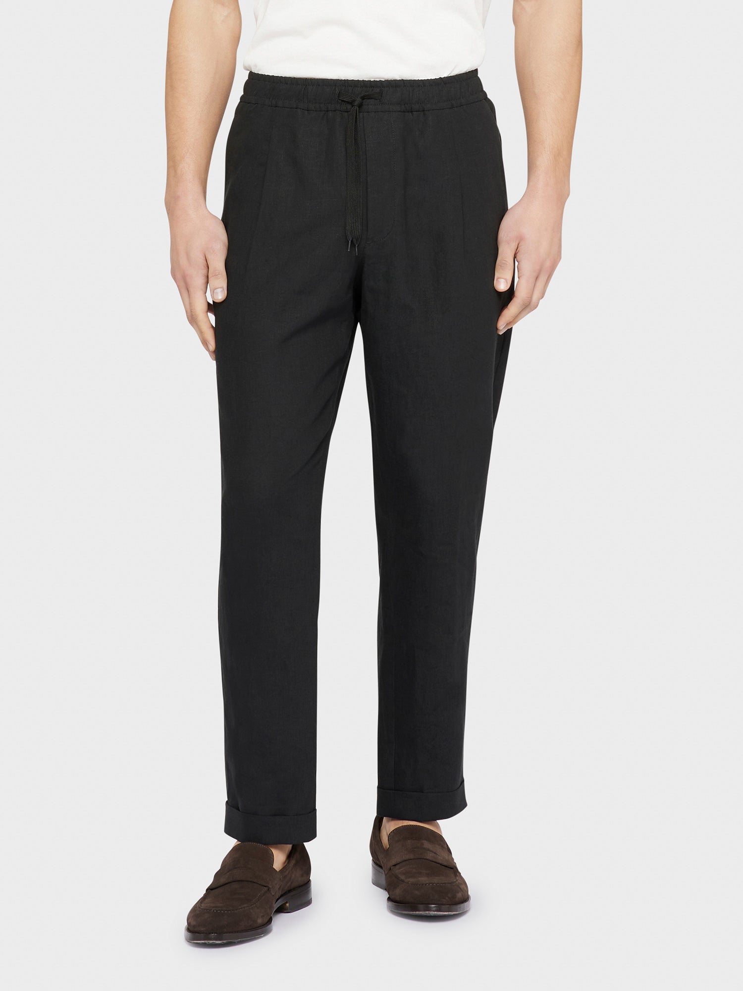 Caruso Black linen trousers