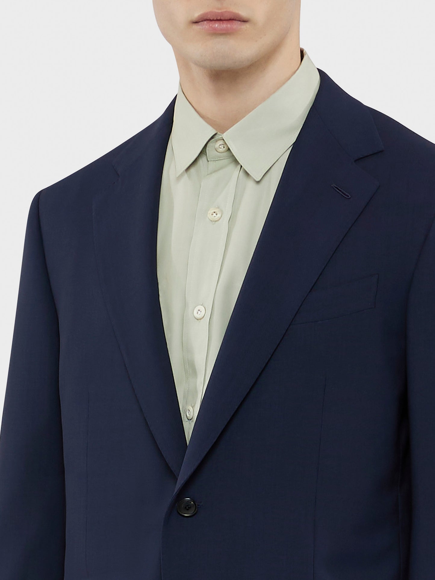 Caruso Menswear Abbigliamento Uomo Abito Norma in tropical di lana blu "Houdini" drop 7R dettaglio giacca