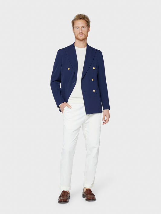 Caruso Menswear Abbigliamento Maglieria Uomo Girocollo in maglia punto rasato in lana merino bianco naturale total look