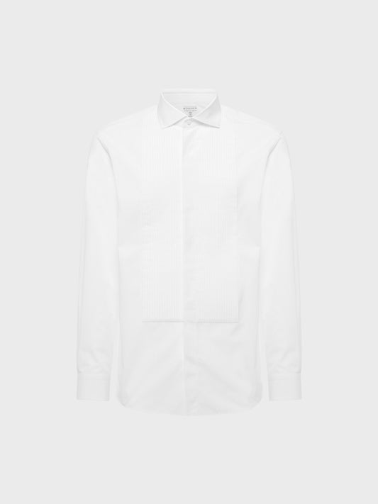 Caruso Menswear Abbigliamento Uomo Camicia slim fit con plastron in cotone bianco still
