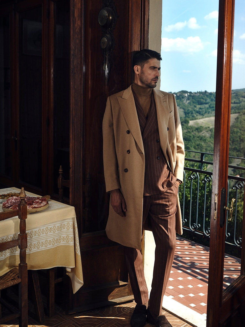 Norma double-breasted coat in beige camel