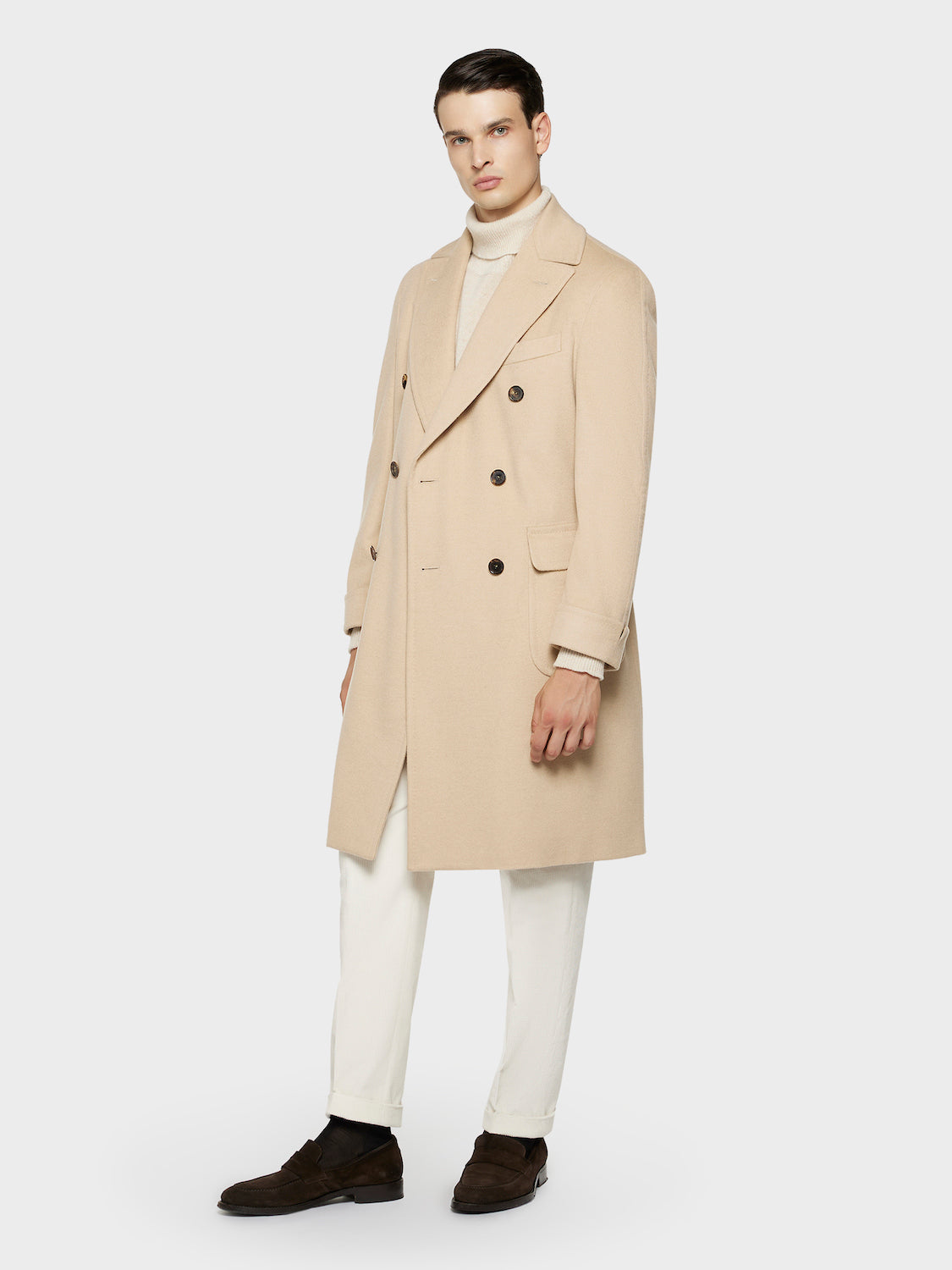 Caruso Menswear Abbigliamento Uomo Outerwear Cappotto otello in cammello beige look 1
