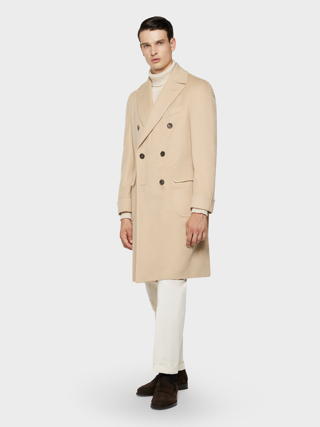 Caruso Menswear Abbigliamento Uomo Outerwear Cappotto otello in cammello beige look 3