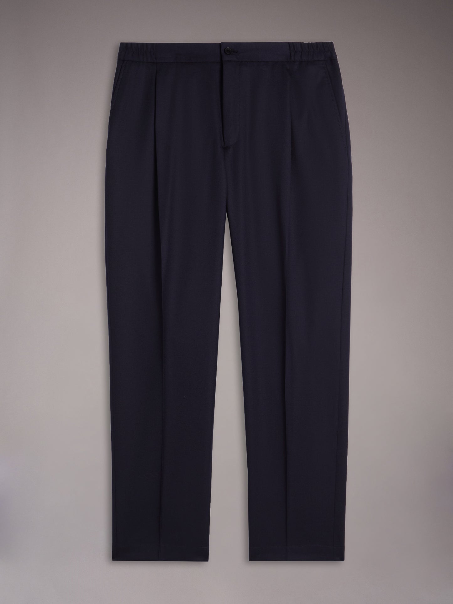 Jogger-fit trousers in blue wool flannel