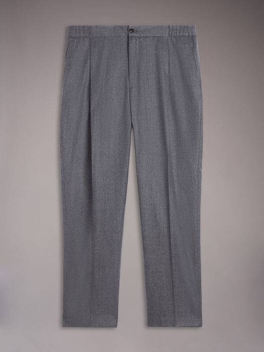 Pantalone jogger fit in flanella di lana grigio
