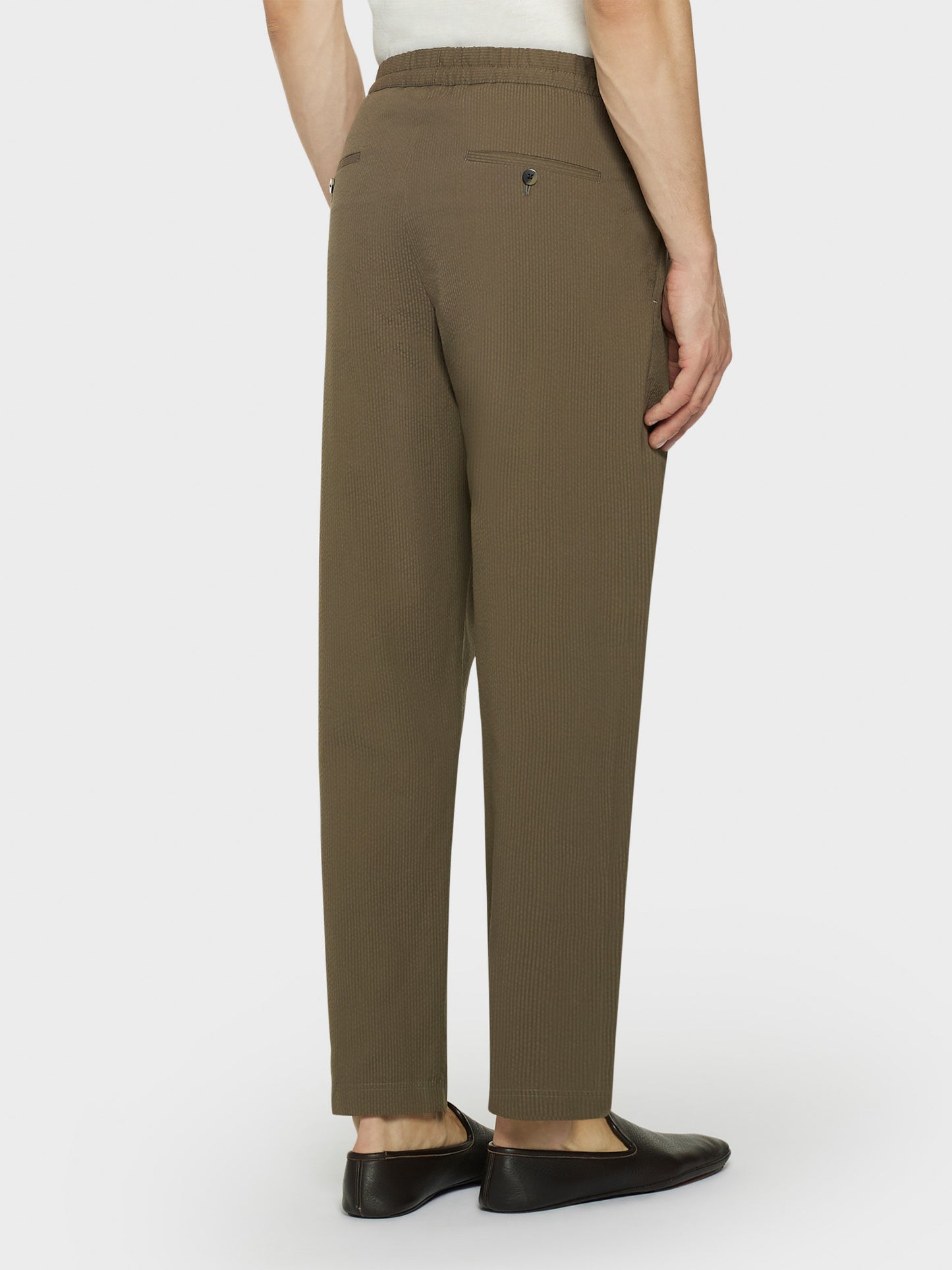 Pantalone jogger in seersucker di cotone verde