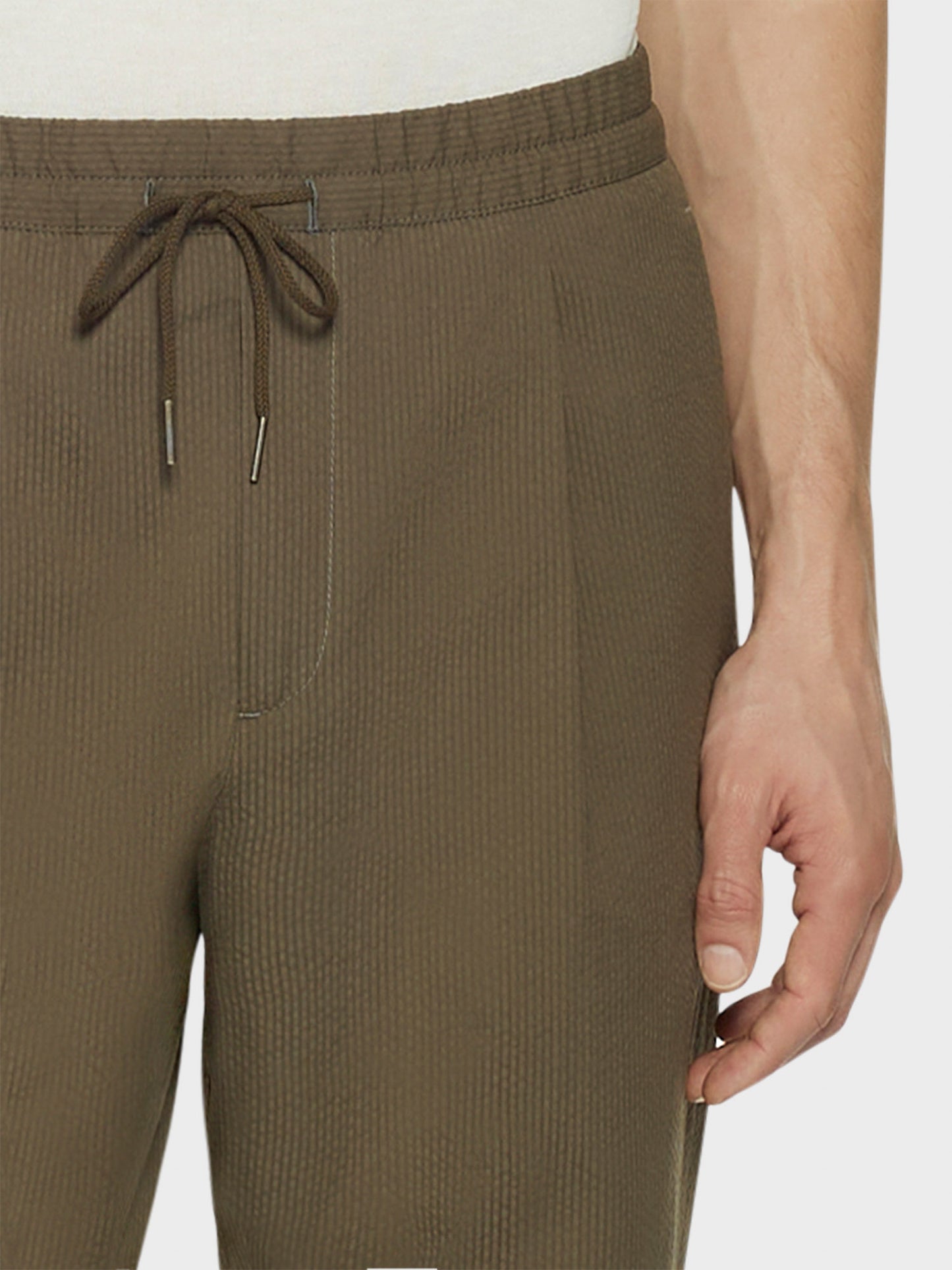 Pantalone jogger in seersucker di cotone verde