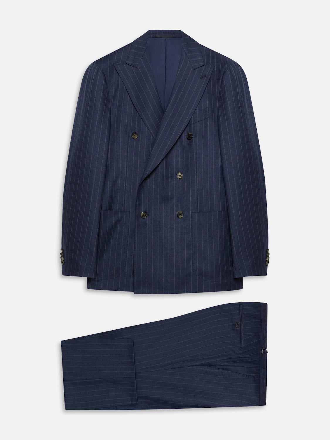 Caruso Menswear Abbigliamento Uomo Abiti Abito aida doppiopetto gessato in flanella di lana blu look 2