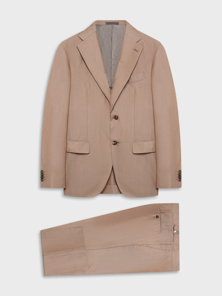 Abito aida monopetto in lana e seta beige