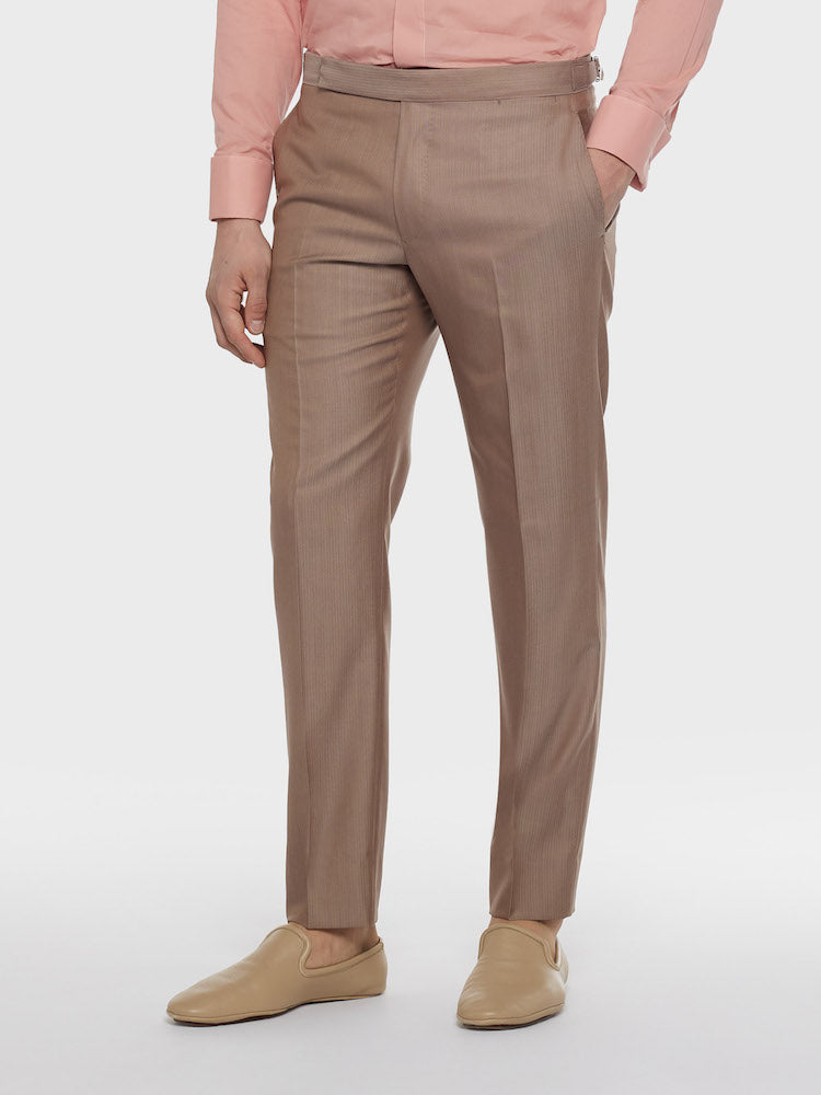 Abito aida monopetto in lana e seta beige