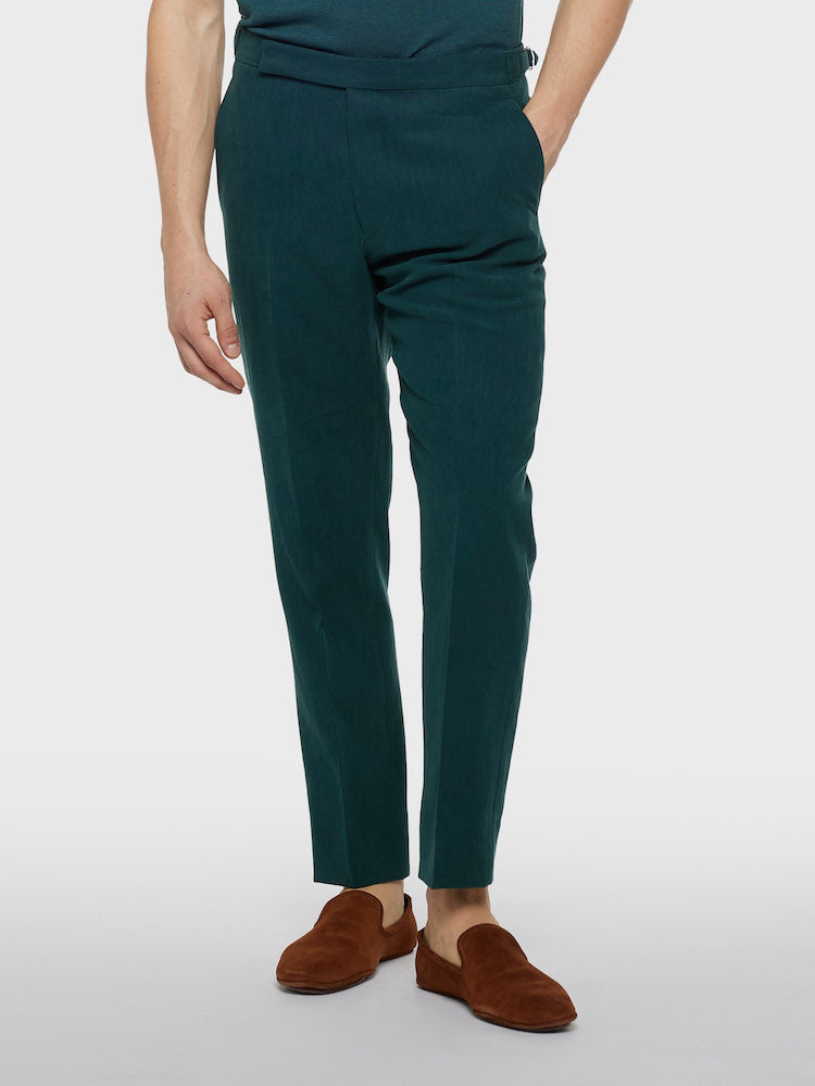 Abito aida doppiopetto in lino verde