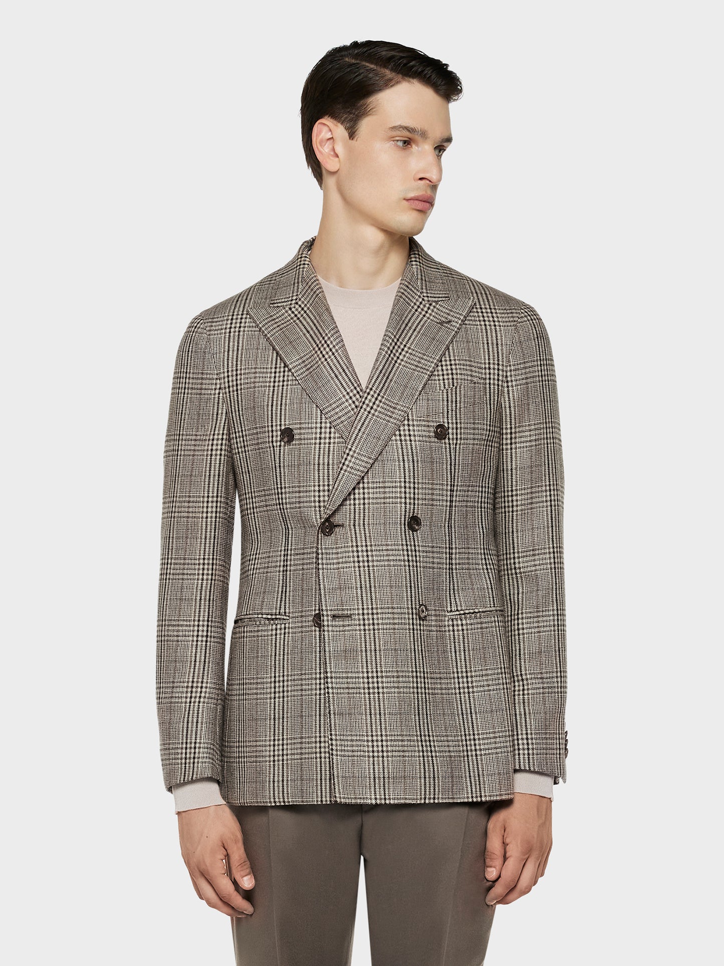 Caruso Menswear Abbigliamento Uomo Giacche Giacca aida doppiopetto in seta, lana e cashmere a quadri look 3