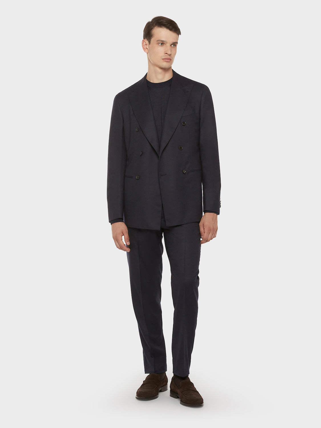 Caruso Menswear Abbigliamento Uomo Giacche Giacca aida doppiopetto in flanella di lana blu look 1