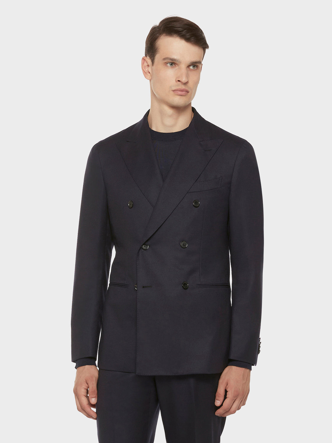 Caruso Menswear Abbigliamento Uomo Giacche Giacca aida doppiopetto in flanella di lana blu look 3