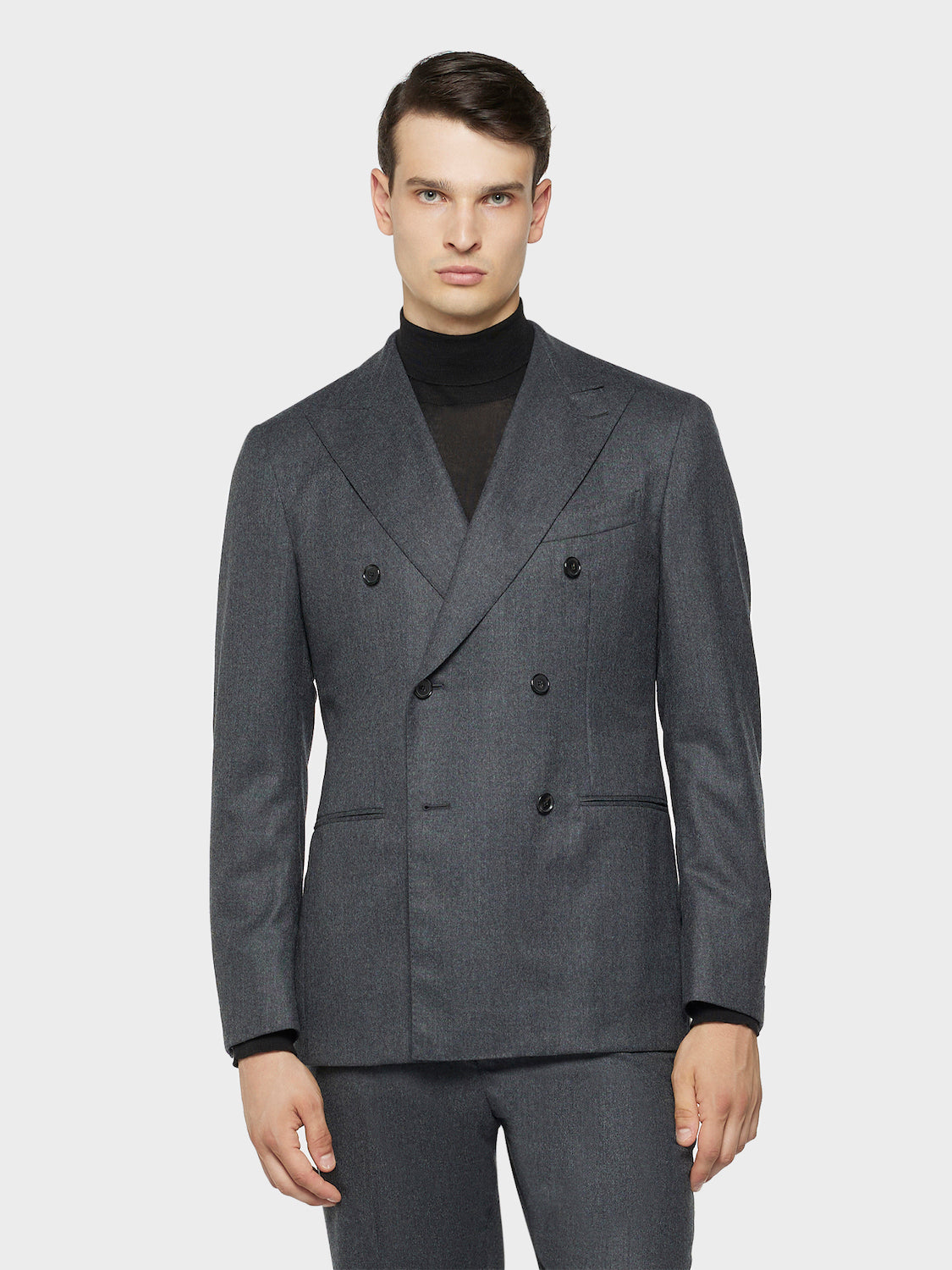 Caruso Menswear Abbigliamento Uomo Giacche Giacca aida doppiopetto in flanella di lana grigia look 3