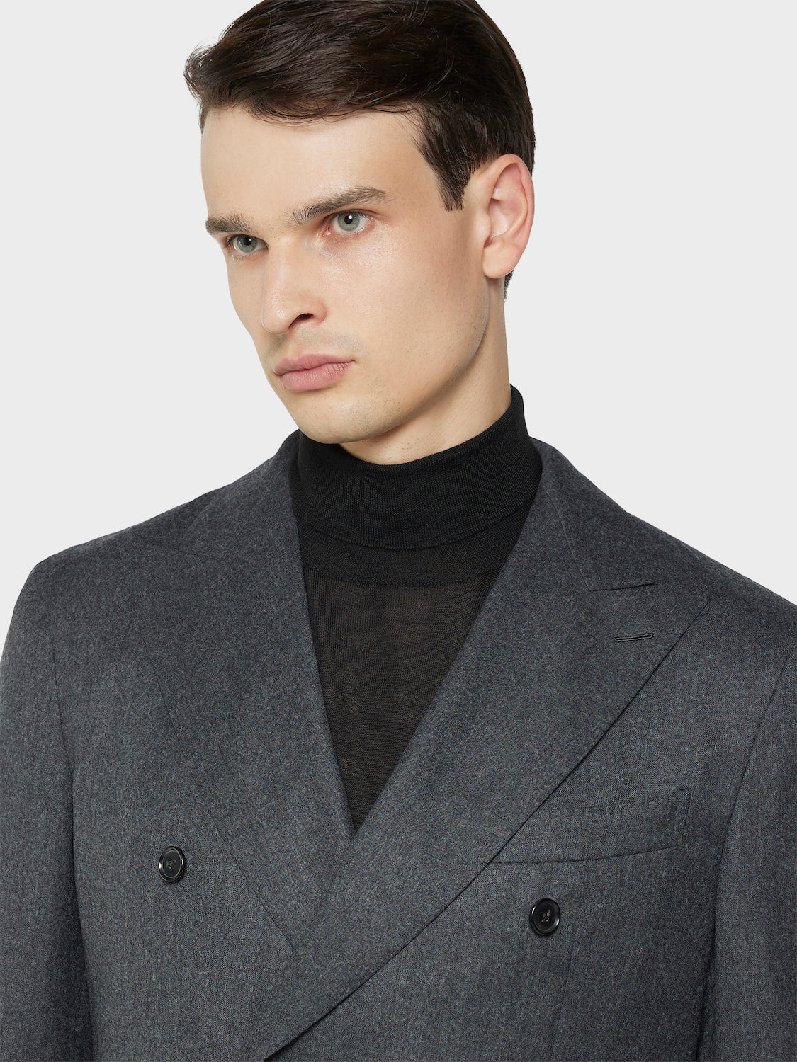 Caruso Menswear Abbigliamento Uomo Giacche Giacca aida doppiopetto in flanella di lana grigia look 5