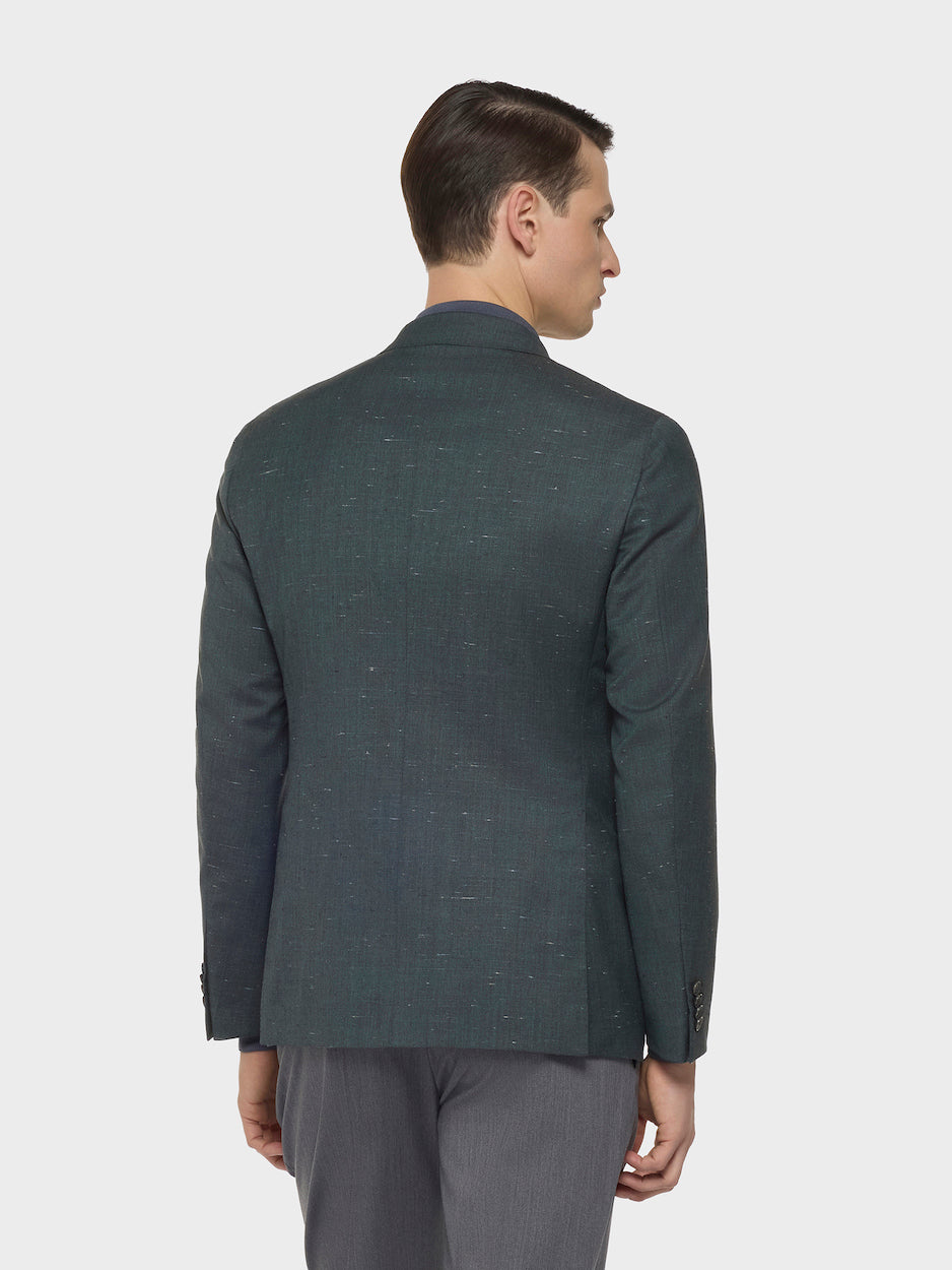 Aida Double-Breasted Jacket in Wool and Silk Green