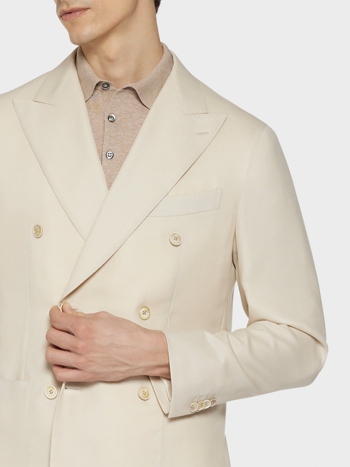 Milk white double-breasted Aida jacket in wool