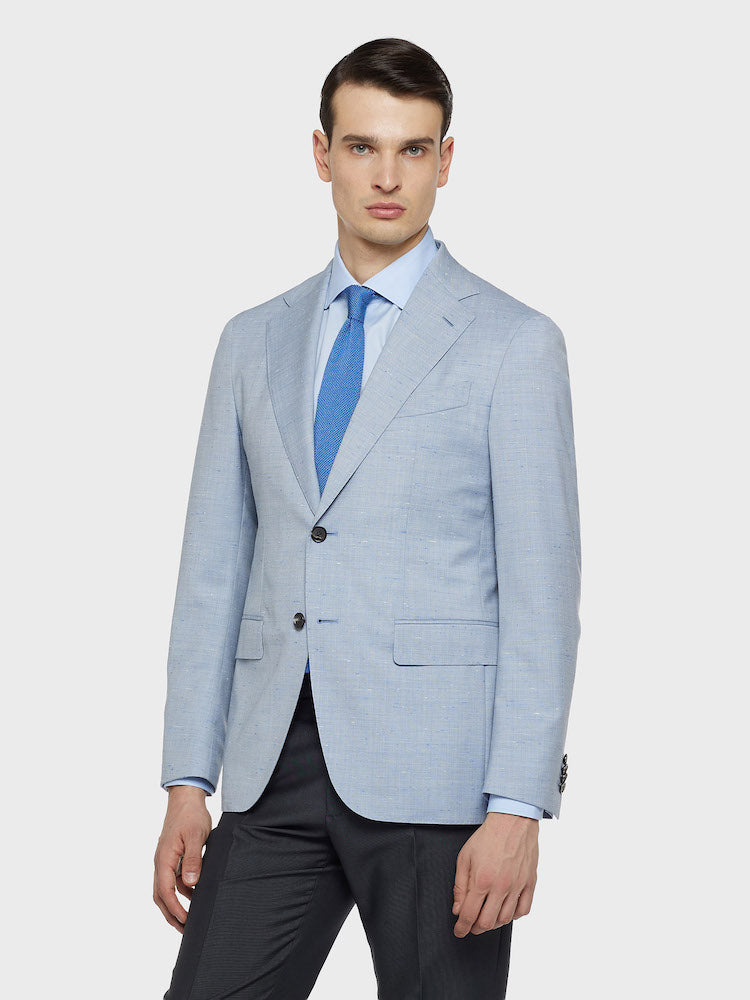 Light Blue Aida Jacket in Wool and Silk