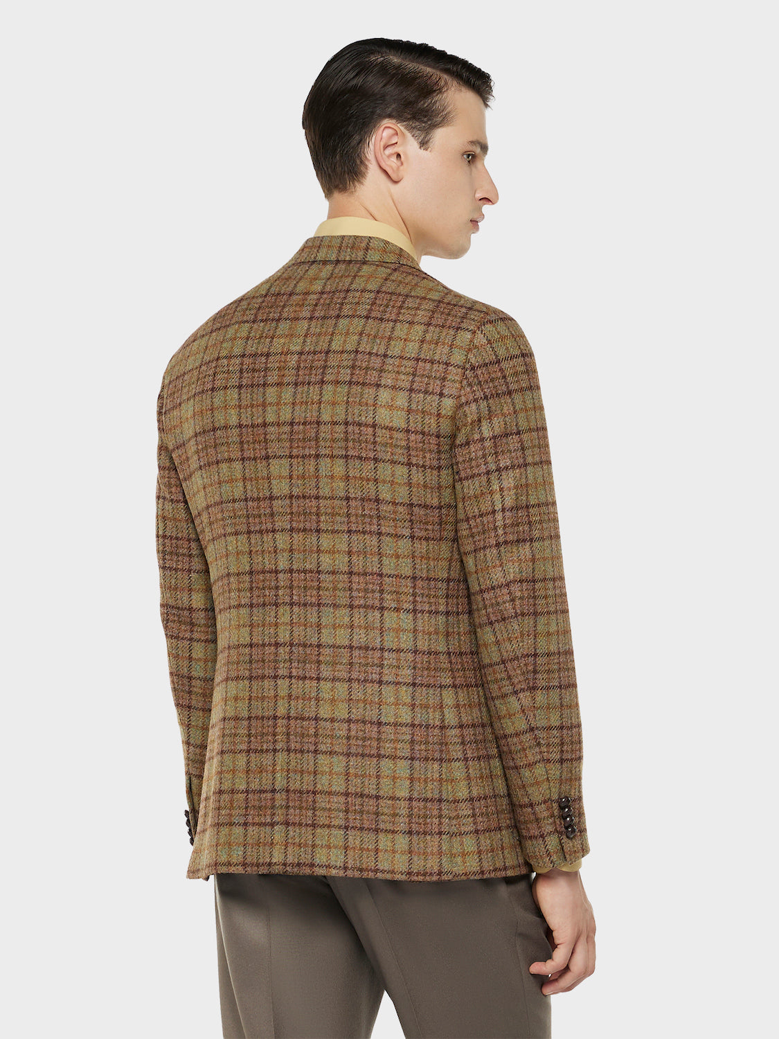 Caruso Menswear Abbigliamento Uomo Giacche Giacca aida in lana shetland beige con fantasia check look 4