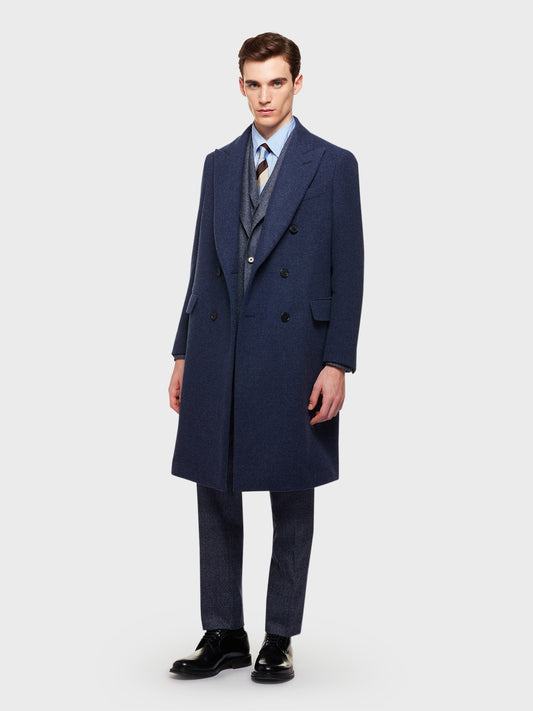 Blue wool and cashmere double-breasted aida coat